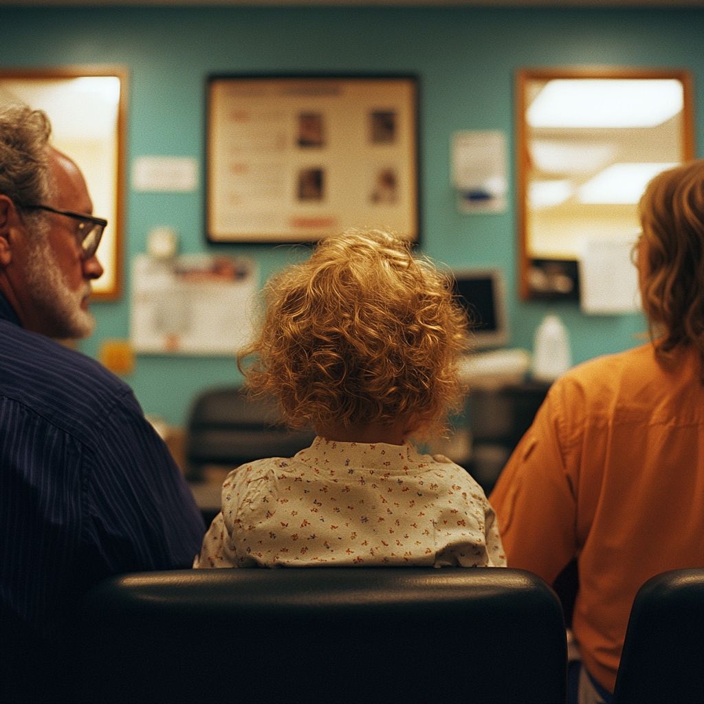 Bild einer Familie im Wartezimmer